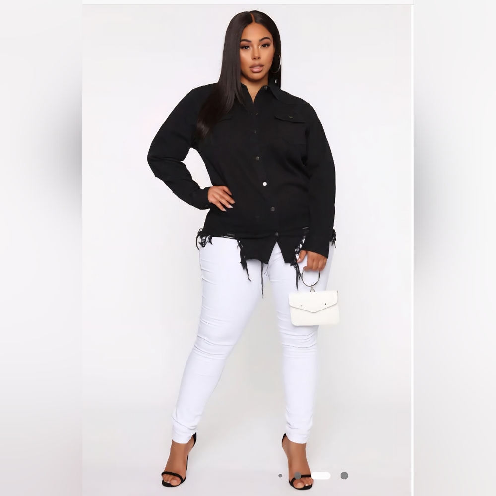 Fashion Nova Black Button Down Shirt - Picture 2 of 7